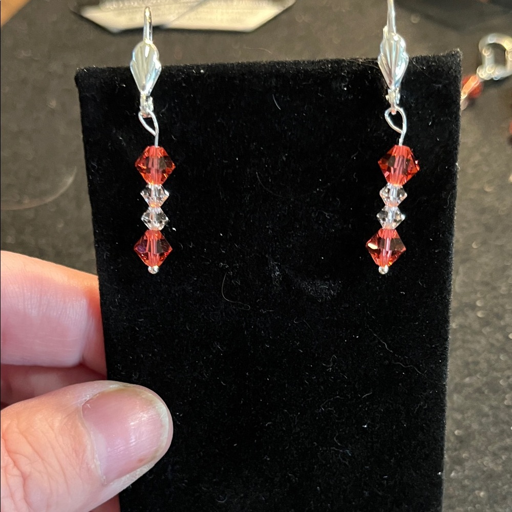 Swarovski Crystalized Beads Sterling Silver Pink Earrings
